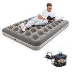 Bestway Premium Camping Double Airbed with Cordless Battery Pump, Double Flocked Inflatable Bed Portable, Air Mattress, Outdoor Camping Air Bed