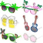 Gukasxi 6 Pairs Luau Party Sunglasses, Funny Hawaiian Glasses Novelty Summer Party Glasses Beach Party Sunglasses Tropical Fancy Dress Favors Supplies Decoration for Children Adults Luau Party Supply