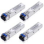 4 Pack 1.25G SFP Module 1000Base-LX (SMF,1310nm,20km,DDM) Single-Mode Transceiver for Cisco GLC-LH-SMD,Ubiquiti UniFi,Meraki MA-SFP-1GB-LX10,Fortinet,Mikrotik,TP-Link,Netgear,TL-SM311LS,D-Link,Intel