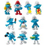 The Smurfs 40TH Anniversary Classic Figure 10 Pack - Features 2-Inch Smurfette, Grouchy, Greedy, Papa Smurf, Brainy, Hefty, Vanity, Harmony, Jokey, Chef - Authentic Details