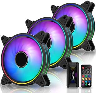 EZDIY-FAB Moonlight RGB Case Fan 120mm with Fan Hub X and Remote,Motherboard Aura SYNC, Speed Control,ARGB Computer Fan for PC Case- 3 Pack