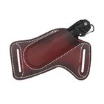 Leather Knife Sheath for Belt, Pocket Knife Cover Knife Holster Belt Folding Knife Holder Compact Draw Knifes Carrier Case Guard Pouch for EDC Tools Men Gift (Dark Brown)