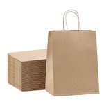 RanGit Bhumi - Brown Paper Bags 50pcs 10"x14"x5" Return Gift Bags, Medium size Party Favor Paper Carry Bags, Craft Paper covers- Recycled Eco Friendly Disposable (50)