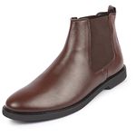 FAUSTO FST KI-101 BROWN-41 Men's Brown High Ankle Slip On Outdoor Fashion Winter Chelsea Boots (7 UK)