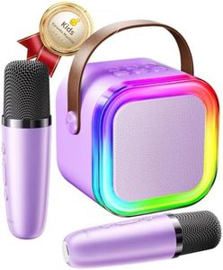 Kinglucky TOP Mini Karaoke Machine for Kids (with 14M+ Songs) Valentines Birthday Gifts Toys for Girls Ages 3-12+, Portable Mini Karaoke Machine with 2 Wireless Microphones - Purple