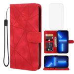 Wanyuexes Case for iPhone 13 Pro Max Case 6.7" Apple 13 Pro Max Wallet Case with Tempered Glass Screen Protector, Skin Feel Leather Flip Credit Card Holder Stand Phone Cover for iPhone 13 Pro Max Red