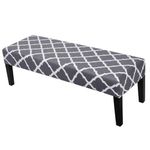 SearchI Dining Bench Cover, Stretch Washable Upholstered Bench Slipcover, Printed Bench Seat Protector, Rectangle Bench Covers for Dining Room, Bedroom, Living Room, Kitchen(Gray and White)