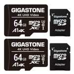 Gigastone 64GB 2-Pack Micro SD Card, FHD Video, Surveillance Security Cam Action Camera Drone, 90MB/s Micro SDXC UHS-I U1 Class 10