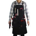 Stenffy Work Apron,Tool Aprons with Multiple Pockets,Adjustable Zipper, Metal Ring, Tape Measure Clip, 27In*36In, Black.