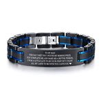 VNOX Personalized Love Quote Two-Tone Blue Masculine Link Bracelet Anniversary Birthday Gifts for Men Husband Boyfriend Form Wife Lover, 8.6 inch, Stainless Steel Leather, lava-rock