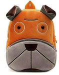 HappyChild Cute Kids School Bag Plush Animal Cartoon Travel Bag for Baby Girl And Boy 1-5 Years (BROWN DOG)