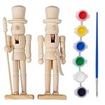 The Twiddlers - 2 Christmas Wooden Nutcrackers, Paint Your Own Soldier Set with Stickers, 18cm / 7" - DIY Art Creative Gift Toys, Kids Craft Activity Xmas Decorations