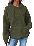 Zeagoo Women's Pullover Long Sleeve Hoodie Leisure Hoodie Solid Color Pullover Sweatshirt Tops Loose Hoodie with Pocket Army Green XL