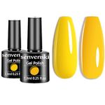 senvenski Lemon Yellow Gel Nail Polish, Nude Light Bright Milky Goose Canary Yellow Gel Polish Soak Off Gift Set UV LED Art Varnish Kit (CS2-022)