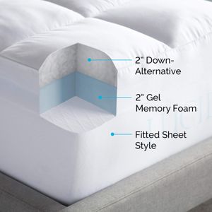 LUCID 4-Inch Gel Memory Foam Mattress Topper, Queen Size