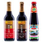 SPIRITCROWD LKK Premium Sauce Cooking Set - Light Soy Sauce 500ml, Dark Soy Sauce 500ml and Oyster Sauce 510g