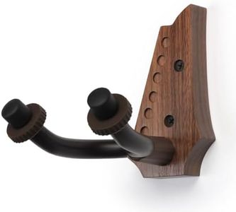 HGTC Rotatable Guitar Wall Mount Hanger, Natural Black Walnut Wood, Heavy-Duty Metal Frame, Universal Fit for Electric Guitars and Bass