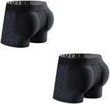 JOCKMAIL Pack of 2 Mens Padded Boxer Brief for Enhancing Buttocks Male Underpants Boxers (as8, alpha, x_l, regular, regular, Black)