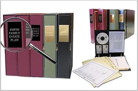Customized Estate Planning Kit- Customized Binder, 18 Pre Printed Tabs and Fillable Personal Data Sheets (Name Engraved On Plate, Black with Gold)