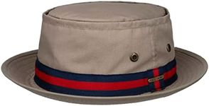 Stetson Classic Band Pork Pie Cloth Hat Men - Cotton Sun with Grosgrain Band, Spring-Summer - S (54-55 cm) Beige