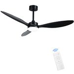 Ohniyou 52'' Ceiling Fan with Light and Remote,Black Ceiling Fans with light and Remote Control,Outdoor Ceiling fan Light Reversible Modern for Patios Bedroom Kitchen Nursery Conference