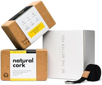 Luxury Cork Yoga Block Set - Extra Large Yoga Blocks with Performance Grade Natural Portuguese Cork | High Density, Non-Slip Support for Safer Balancing | Extra Long Yoga Strap Included