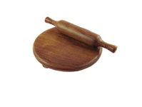 Craft Mshopr Kids Wooden Chakla Belan Playset - Child-Sized Kitchen Utensils for Pretend Cooking - Mini Chakla Belan Toy, Non-Toxic - Small Size: 5x5x1 inches