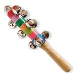 HusNain Colorful Wooden Rainbow Baby Handle Jingle Bell Rattle Toys For Playing Kids & Toddlers (Pack Of 1, Multicolor)S