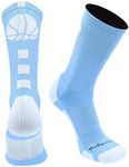 MadSportsStuff Basketball Socks with Basketball Logo Crew Socks (Columbia Blue/White, Small)