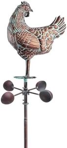 CLYB 3D Large Metal Hen Statue Spinner 79" H Kinetic Garden Chicken Sculpture Decorative Hen Wind Spinner Outdoor Yard Art Antique Copper Hen Garden Stake for Country Farm Patio Lawn Backyard Decor