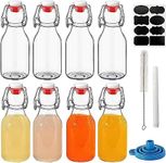 8 Pack Flip Top Glass Bottles,3.38 oz/100ml Small Swing Top Glass Bottle,Clear Mini Liquor Bottles,Decoration Botter for Crafts Wedding Party (100ML-8Pack)