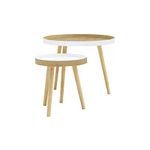 Safco Products EC8890 2-Piece Nestable End Tables for Living Room, Bedroom and Small Spaces. White and Light Wood Grain