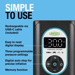 Ring TyreInflate Go 4 Cordless Tyre Inflator – Portable Air Pump