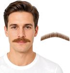 Light Brown Real Human Hair Stick-On Beard Strips with Adhesive Tape, Trimmable Fake Facial Hair for Men, Realistic Costume Beard Patch for Halloween, Cosplay, Theater, Parties, and Character Looks