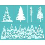 OLYCRAFT 2pcs 11x8.6 Inch Self-Adhesive Silk Screen Printing Stencils Winter Forest Pattern Mesh Transfer Stencil Reusable Tree Silkscreen Stencil for Printing on Wood T-shirts Canvas Fabric