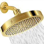 SparkPod Shower Head - High Pressure Rain - Premium Quality Luxury Design - 1-Min Install - Easy Clean Adjustable Replacement for Your Bathroom Shower Heads (Egyptian Gold, 6 Inch Round)