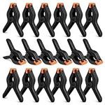 Flexzion Muslin Heavy Duty Spring Clamps w/Movable Adjustable Teeth - 4 inch (Set of 18) Premium Nylon Clips Grip for Woodwork/Artwork/Backdrop/Photography Studio/Home Improvement Project, Black