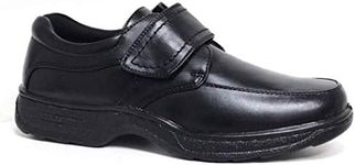 Cushion Walk Men's Leather-Lined Wide Fitting Lightweight Formal Business Work Comfort Lace-Up, Slip-on or Touch Fastening Shoes, (Black. Strap, numeric_9)