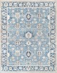 Luria Rugs Machine Washable 7'6" x 9'6" Non-Slip Large Area Rug for Living Room, Bedroom, Dining Room - Vintage Floral, Aria Collection - Royal Blue