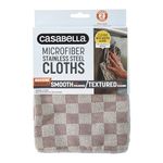 Casabella Microfiber 12" x 14" Cleaning Cloths, Two-Tone (Pack of 2), 1 EA, Grey Stainless Steel, 2 Count