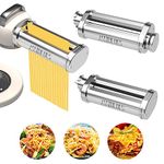 Pasta Attachment for Kenwood KVC/KVL Food Processor, 3 in 1 Pasta Pasta Attachment, Stainless Steel Pasta Attachment for Kenwood, with Pasta Roller, Spaghetti Table