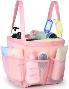 Temede Mesh Shower Caddy Tote, Large Shower Caddy Basket Portable, Quick Dry Hanging Toiletry Bag, 8 Storage Pocket Bath Organizer for College Dorm, Gym, Camp, Travel (Pink)