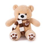 YunNasi Plush Teddy Bear Giant Teddy Bear Stuffed Animal Soft Teddy Bear with Scarf Toys for Children Girls Girlfriends (Light Brown, 31 Inches)