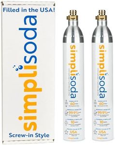 Simpli Soda 60L CO2 Canister Cylinders - Compatible w/Sodastream BLUE Screw-In Only, Ninja Thirsti, Philips, and More - Threaded Style Soda Streaming Machine CO2 Tanks Gas Refill, | 14.5 oz, Set of 2