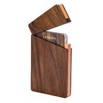 MaxGear Business Card Holder Wood Business Card Holders, Business Card Case Name Card Holder for Men Pocket Card Holder with Magnetic Closure, Walnut Beech