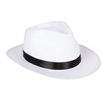 White Felt Fedora Gangster Hat - Mobster Costume Hats by Funny Party Hats