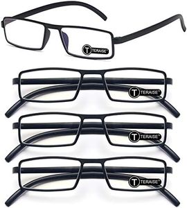 TERAISE Upgrade Blue Light Blocking Reading Glasses 4-Pack Compact/Lightweight Reader Glasses Anti-Stress Computer/Cell Phone Eyeglasses(+250)
