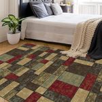 Ottomanson Ottohome Collection Contemporary Boxes Design Area Rug with Non-Skid Rubber Backing, 5'0"W x 6'6"L, Multicolor