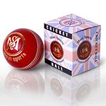 Mozi Sports® Leather Cricket Ball Senior Hand Stitched Match Quality Balls Weight 5.50oz (Red)