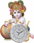 VASTVA God Krishana Antique Wooden Wall Analog Clock For Home/Living Room/Bedroom/Kitchen St-02